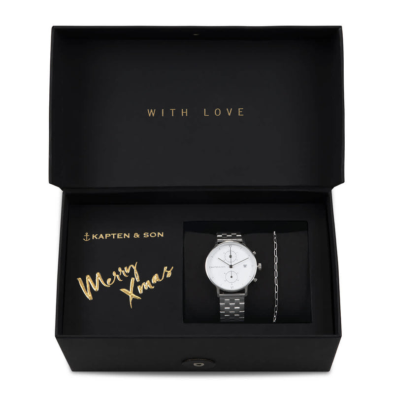 Coffret Cadeau Kapten & Son Soulmate Small Silver avec montre Chrono Small Silver - PRECIOVS