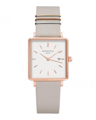 Montre Rosefield THE BOXY Blanc Gris Or rose - PRECIOVS