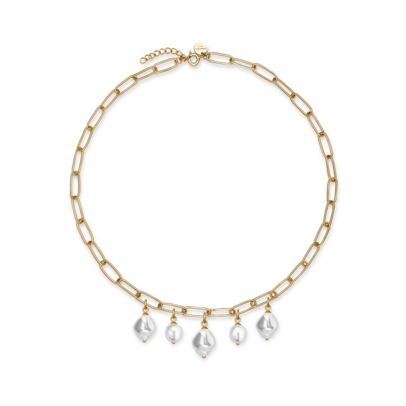 Collier Rosefield The Jane Liquid Multi Pearl Chain Gold J177 - PRECIOVS