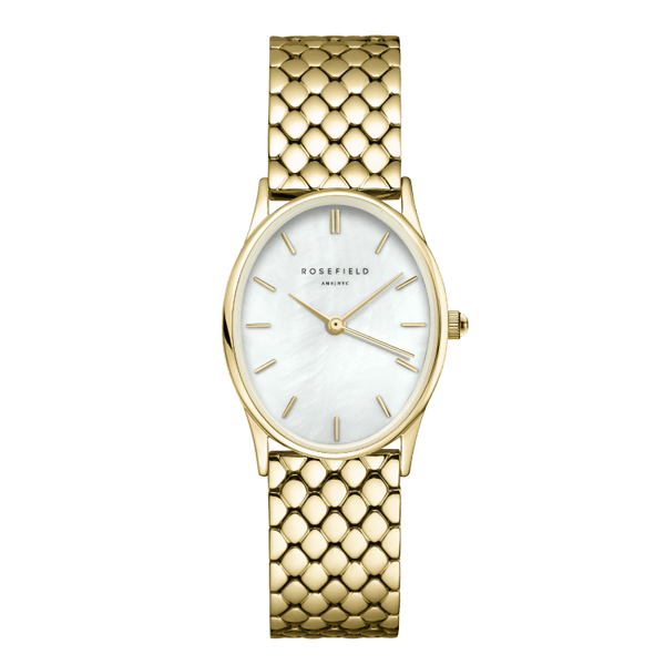 Montre Rosefield The Oval Blanc Acier Or OV01 - PRECIOVS