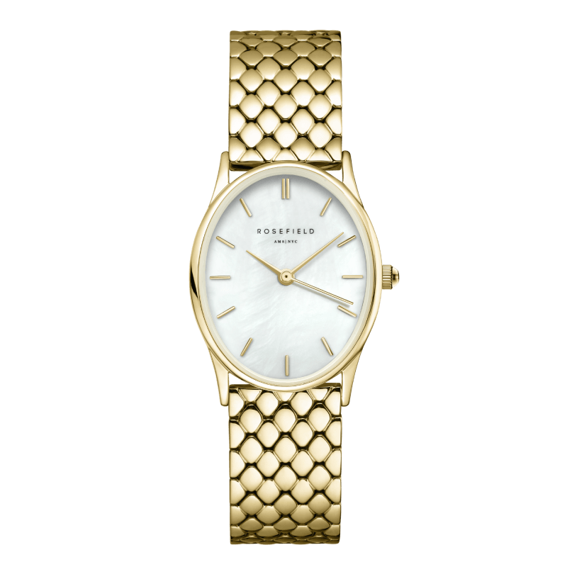 Montre Rosefield The Oval Blanc Acier Or OV01 - PRECIOVS