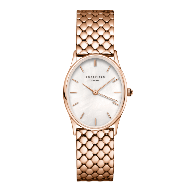 Montre Rosefield The Oval Blanc Acier Or Rose OV02 - PRECIOVS