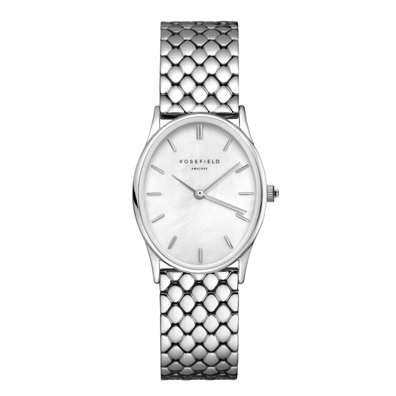 Montre Rosefield The Oval Blanc Acier Argenté OV03 - PRECIOVS
